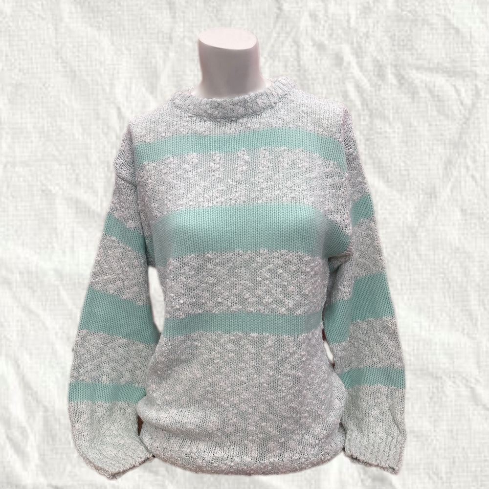 Vintage Knit Striped Sweater Grandmacore Medium